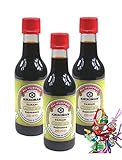[ 3x 250ml ] KIKKOMAN Tamari Glutenfreie Sojasauce / Soja Soße OHNE WEIZENZUSATZ + ein kleines Glückspüppchen - Holzpüpp