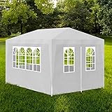 (Blitzlieferung) Garten Wasserdicht Pavillon/Festzelt/Gartenpavillon/für Garten/Party/Hochzeit/Picknick Draussen Partyzelt Gartenpavillon Event, Partyzelt 3 x 4 m Weiß