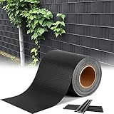 HENGMEI Sichtschutzfolie PVC Sichtschutzstreifen 35m x 19cm mit Befestigungsclipse Windschutz Stabmattenzaun Gartenzaun Blickdicht Doppelstabmatten für Gartenzaun, Balkon,