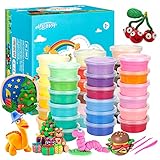 36 Farben Lufttrockener Ton, ultraleichter Modellier-Ton, LCHM Magic Clay DIY Kreativer Modellierungsteig mit Projektheft und Modellierungswerkzeugen Bestes Geburtstag