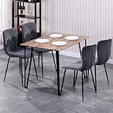 GOLDFAN Esstisch mit 4 Stühlen Rechteckiger Esstisch Retro Design Küchentisch Stuhl aus Stoff für Wohnzimmer Esszimmer Wohnzimmer Büro, G