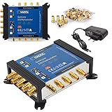 [ Test 2X SEHR GUT *] Anadol Gold Line Multischalter 5/8 für Satellit Multiswitch für 1 Satelliten 8 Ausgänge/Receiver - Sat-Verteiler externes Netzteil - Multischalter 13 vergoldeten F-Steck