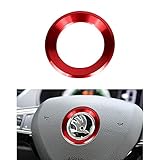 VDARK Lenkrad Logo Kappen Aufkleber Aufkleber Emblem Abzeichen Logo Abdeckung für Skoda Zubehör Innendekoration Metall Octavia Super Karoq Kodiaq GT Kamiq GT 14 15 16 17 18 19 20 (Rot)
