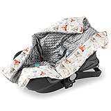 Navaris Einschlagdecke für Babyschale - universal Baby Decke für u.a. Maxi Cosi Römer Cybex Autositz - Kinderwagen Fußsack - Decke Fuchs Desig