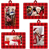 30 Stück Glitzer Weihnachten Fotorahmen Ornamente Filz Kleine Urlaub Bilderrahmen Dekoration Rund Rechteck Mini hängende Fotorahmen hängende Ornamente für Urlaub Dekor Weihnachtsbaum (frischer Stil)