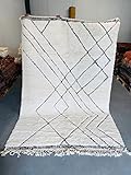 Marokkanische Beni ourain Berber Teppich Orient Teppich - 100% handgewebte natürlich Tribal Wolle Teppich - Diamant Formen - 303 x 203