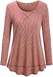 Cestyle Damen Rundhals Yoga Tops Workout Running Shirts Activewear - Orange - X-Groß