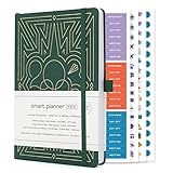 Smart Planner Pro – Terminkalender Juni 2021–2022 – Tagesplaner – Kalenderplaner mit dicken Innenseiten, 3 Satin-Lesezeichen, Stiftschlaufe und Gummibandverschluss (Smaragd&Gold)