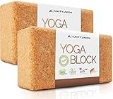 Yoga Block 2er Set Kork - EXTRA Yoga HEFT im Set - 100% Natur Hatha Klotz Nachhaltig - Ideal auch für Anfänger, Meditation Pilates, Training Zubehör Fitness Regeneration, Hilfsmittel Zwei Blöcke 75