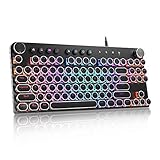 STOGA Mechanical Keyboard Anti-ghosting Computer Keyboard Wired USB 2.0 Retro Gaming Keyboard 87 Keys Alloy Board RGB Backlight (Small)