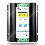 SolaMr 1000W Solarladeregler Wind Energy Solar Hybrid Laderegler 12V/24V Automatische Identifikation mit LCD Display - Wind: 600W + Solar: 400W