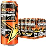 Rockstar XD Power Tropical - Koffeinhaltiges Erfrischungsgetränk für den Energie Kick, EINWEG, (12 x 500 ml)
