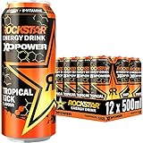 Rockstar XD Power Tropical - Koffeinhaltiges Erfrischungsgetränk für den Energie Kick, EINWEG, (12 x 500 ml)