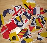 AZ FLAG FAHNENKETTE FLAGGENALPHABET 13 Meter mit 40 flaggen 21x14cm- SIGNALTABELLE Girlande Flaggenkette 14 x 21