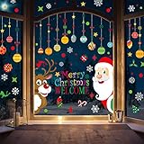 Weihnachtsdeko Fenster, Statisch Haftende PVC-Material Weihnachtsaufkleber Weihnachtsmann Schneeflocken Selbstklebend Wandaufkleber Wiederverwendbare Weihnachtssticker Weihnachten Fensterb