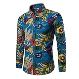 QWERD Blumen Hemden Herren Bunte Hemden Langarmhemd Muster Paisley Freizeitshemd Langarm Casual Shirt Herren Blumen Hemd Langarm Hawaii-Print Hemd Mehrfarbig Muster Slim Fit Shirts Baumwolle S-4XL
