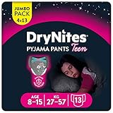 Huggies DryNites hochabsorbierende Nachtwindeln bei Bettnässen, für Mädchen 8-15 Jahre, 52 Stück, Monatspack, W