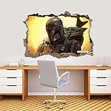 BAOJIAN Wandtattoo Baby Yoda 3D zerschlagen Wandaufkleber Aufkleber dekorative Wandb