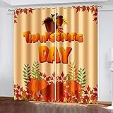 YTSDBB Verdunkelungsvorhang mit Ösen Kürbis Herbst Buchstaben B 280 x H 260 cm 3D Digitaldruck Druckmuster Öse Thermisch isoliert 90% für Schlafzimmer Wohnzimmer ​Kinderzimmer Junge mit M