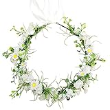 Blumen Stirnband Braut Blumenkranz Blumenkrone Stirnband Blumenkrone Stirnband Boho-Braut-Blumenkranz Blumen Stirnbänder Blumenkranz Elastischen Band Farbig Haarband für Frauen Mädchen Hochzeit Party