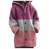 Pianshanzi Strickjacke Damen Grobstrick Cardigan Zopfmuster Lang Winter Grobstrickjacke Strickmantel Mit Kapuze Strickcardigan Offener Strickjacken-Longstrickjacke GroßE GrößEn W