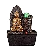 Zen Light – Zimmerbrunnen Buddha Haka – Geschenk Dekoration Feng Shui – Wasserwand Buddha – LED-Beleuchtung Mehrfarbig – L 20 x B 15 x H 25 cm braun Einheitsgröß