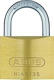 ABUS Vorhängeschloss 45/35 aus Messing - mit Präzisions-Stiftzylinder mit Pilzkopfstiften - 05091 - Level 3 - Messingfarb