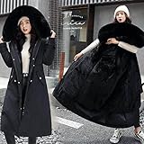 SDCVRE Winter-Daunenjacke Neue Winter Langer Mantel Frauen Warme Dicke Mit Kapuze Parkas Plus Größe Große Kragen Stickerei Jacken Gepolsterte Mäntel,Schwarz,XXL