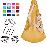 Viktion Authentische 4m*2.8m Anti-Gravity-Yoga Set Aerial Yoga Tuch Hängematte Aerial Yogatuch (Gold)
