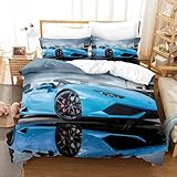 HHYT-YJ Cooler Sportwagen Bettwäsche-Set 135x200 cm + Kissenbezug 80x80 cm Modern Auto Kinder-Bettwäsche Jungen 100% Mikrofaser 3D-Digital Druck (M3,155x220cm+50x75cmx2)