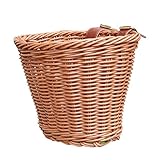 Molare Fahrradkorb aus Weide für Kinder mit handgewebtem Retro-Fahrradkorb aus Weidengeflecht in D-Form Fahrradkorb für Mädchen und Jungen, Fahrradkorb und Charming