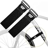 CyclingDeal 2 Stück Fahrradträger Riemen – Fahrrad Rad Stabilisator für Auto Garage Rack Reparaturständer – doppelseitig extra lang verstellbare Haken und Schlaufen Riemen – Universal Fit F