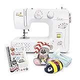 Janome Einsteigernaehmaschine und Kindernähmaschine KULLALOO Bitsy BEE by dreiteiligem Nähset und Aufklebern für Kinder und Anfäng