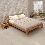 Krok Wood Massivholzbett Julia mit Kopfteil in Eiche (100 x 200)