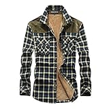 YOUCAI Herren Thermohemd Revers Flanellhemd Winterjacke Fleecefutter Schützendem Innenfutterlangarm Warme Kariert Hemden Dick Futter Winterjacke Arbeitshemd,Blau,