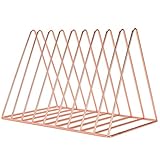 Cyrank Zeitschriftenhalter Rack, Metall Bücherregal Roségold Zeitungshalter Desktop Zeitschriftenordner Sortierer Vintage Organizer für Home O