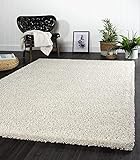 the carpet Port Moderner Hochflor Shaggy Wohnzimmer Teppich Soft Garn Einfarbig Creme Größe: 160x220