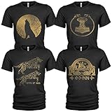 4er-Pack T-Shirt Nordischer Gott Odin | Rabe | Runen | Walküre | Ragnarök | Wikinger | Walhalla | Midgard | Tshirt der nordischen Mythologie #3745 (XL, Wölfe von Odin)