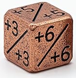 World of Dice - Metal Counter D6 - Status-Tracker und Level-Counter Würfel, 1 bis 6, aus Metall, positiv und negativ, Boni und Mali (Positiv kupferfarben)