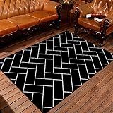 ZSDFPW Teppiche Schwarz-weißes geometrisches Muster 3D Gedruckter Teppich Anti-Rutsch Flauschig und Super Weich Teppich ​für Home Decor Wollteppich 80 x 160