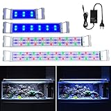 LZQ LED Aquarium Beleuchtung 48W Aquarium lampe 2 Lichtmodi RGB Licht mit verstellbarem Ständer für 95-115