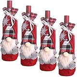 Weihnachten Weinflaschen Abdeckung, Grau Weihnachtsmann Rot Weihnachts Weinbeutel Rotwein Taschen Flaschen Kleidung für Weihnachtsdekorations Partei Dekorations Weihnachtsfeiertags Geschenk