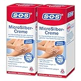 SOS MicroSilber Creme, Intensivpflege für gereizte und trockene Haut sowie Neurodermitis, lindert den Juckreiz und beugt Entzündungen vor, mit Panthenol und Sojaöl, ohne Parfüm, 2 x 100 ml C