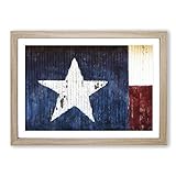 Big Box Art Bild mit Flagge von Texas, gerahmt, Wandkunst, fertig zum Aufhängen, Eiche, A2 (62 x 45 cm)