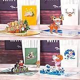 dh-10 Pop-Up-Weihnachtskarte, lustige 3D-Weihnachtskarten, handgemachte Popup-Weihnachtskarten mit Umschlag und Nachrichtenanhänger, Weihnachtsmann und ReinCard fü