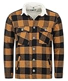 Rock Creek Herren Winterjacke Karierte Flanelljacke Gefüttert Holzfällerjacke Holzfällerhemd Kragen Teddyfutter Kariert Thermojacke H-264 Maisgelb 5XL
