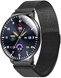HYK Smart Watch ultradünnes Vollbild-Mehrfach-Zifferblatt-Herzfrequenz-Blutdruck-Monitor-Aktivität Tracker Business Sports Watch für Android iOS(B.)