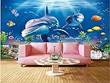 Fototapete 3D Effekt Unterwasserwelt Delphin Mutter Und Kind Tapeten Vliestapete Wohnzimmer Wandbilder Wanddek