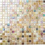 Mosaik Fliese Glas sandfarbend für BODEN WAND BAD WC DUSCHE KÜCHE FLIESENSPIEGEL THEKENVERKLEIDUNG BADEWANNENVERKLEIDUNG Mosaikmatte Mosaikp