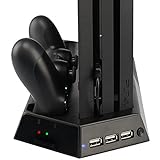 PS4 PRO Vertikaler Standfuß Kühler Lüfter, LeSB PS4 Pro Standfuß mit Dual Ladestationen und Kühler-Fans, Vertical Stand Lüfter für PS4 Pro Playstation Controller PS4 Kü